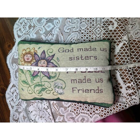 Vintage God Made Us Sisters Prozac Made Us Throw Pillow 90s Embroidery Gift - Picture 7 of 8
